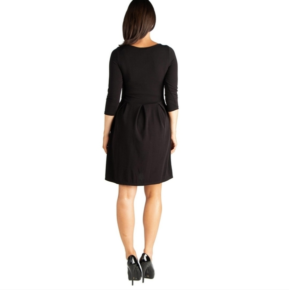 Elegant A Line Elbow Sleeve Maternity Dress Black NWT Ships Fast - Picture 3 of 6